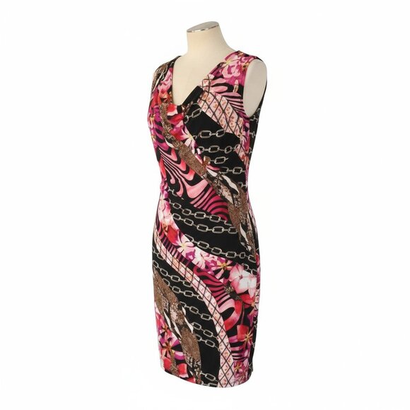 Cache Sleeveless Cowl Neck Dress Multicolor Print L - Picture 1 of 5